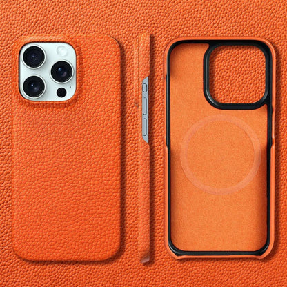Leather iPhone Cover with MagSafe, Camera Guard, Microfiber Interior, Slim Design