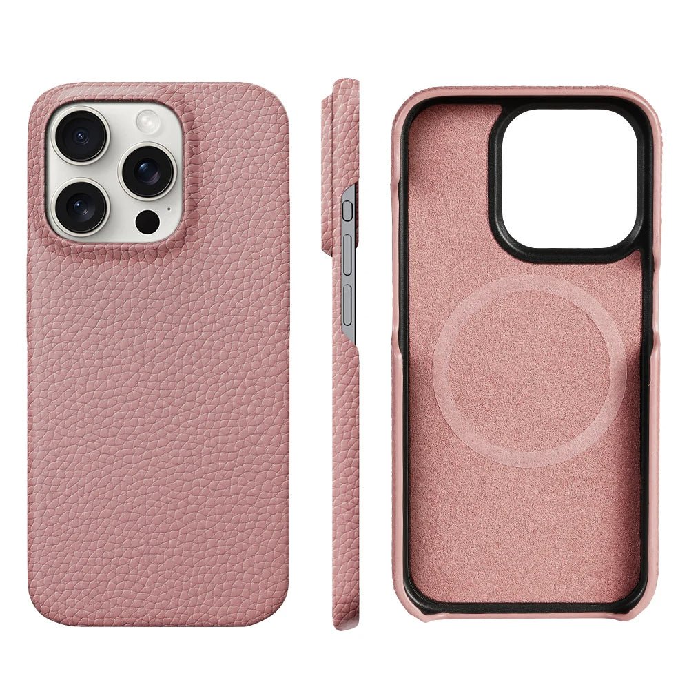 Leather iPhone Cover with MagSafe, Camera Guard, Microfiber Interior, Slim Design