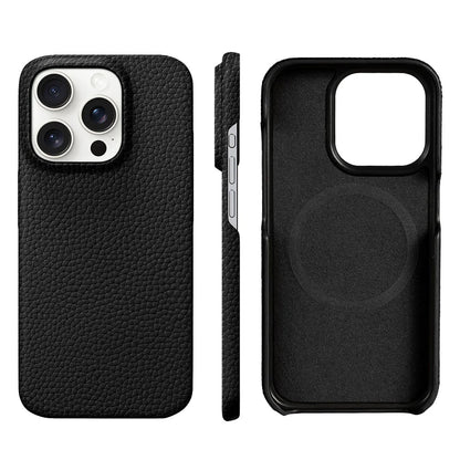 Leather iPhone Cover with MagSafe, Camera Guard, Microfiber Interior, Slim Design