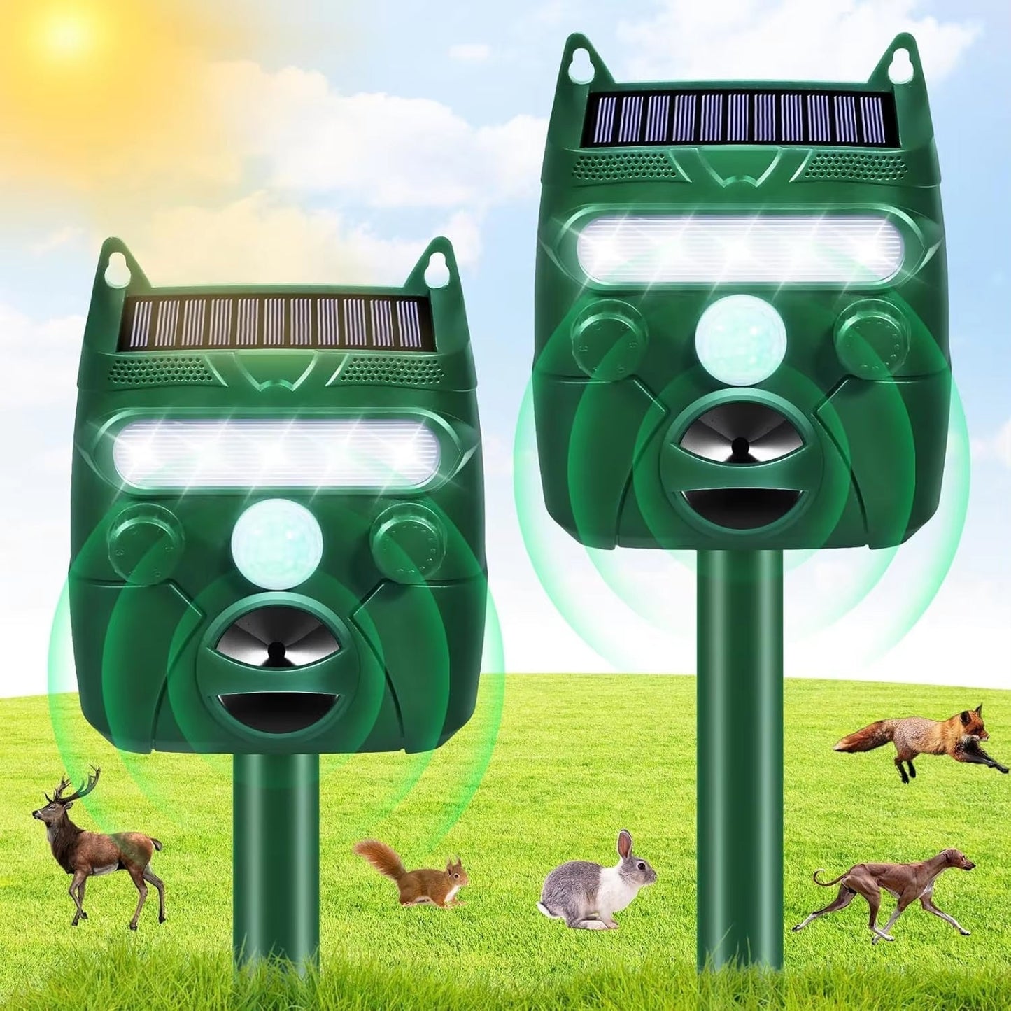 Solar Ultrasonic Animal Repellent for Garden Use