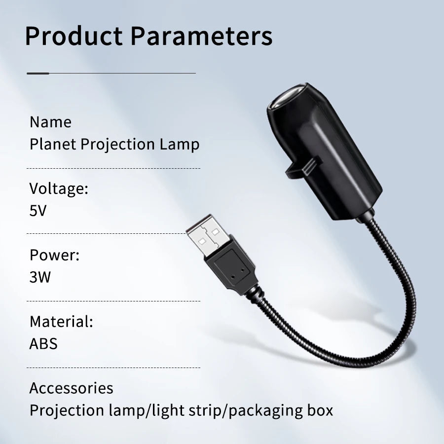 Star Projector Lamp with USB 5V Ceiling Mount | Replaceable Light Strips | Planet and Christmas Designs