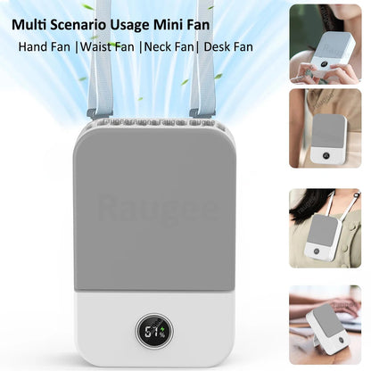 Mini Fan with Neck and Waist Clip Design | 2000 mAh Battery | 3-Speed USB-C