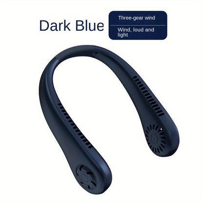 Rechargeable Neck Fan - Hands-Free, Leafless, USB Powered - Ideal for Travel and Office