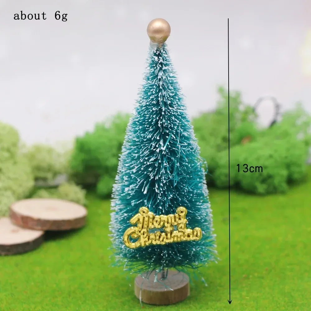 Mini Christmas Tree on Sisal Base - Decorated Cedar and Pine with Beads and Star - Table Decoration & Figurine 4.5–13 cm