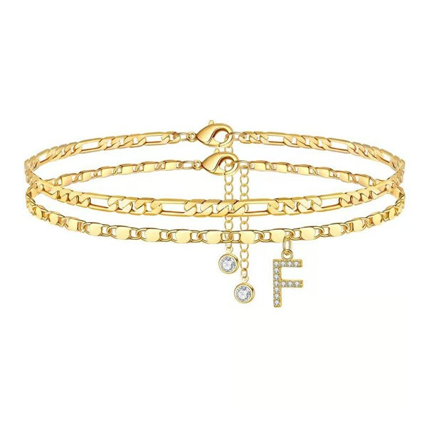 Customizable Layered Anklet | Adjustable & Hypoallergenic | Gold/Silver | 21.5 cm + 5 cm