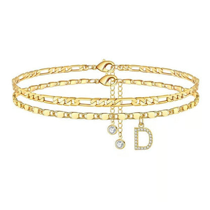 Customizable Layered Anklet | Adjustable & Hypoallergenic | Gold/Silver | 21.5 cm + 5 cm