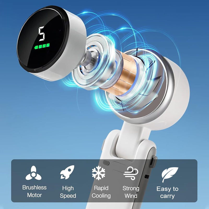 Portable Handheld Fan with 5 Speed Settings - Foldable Design
