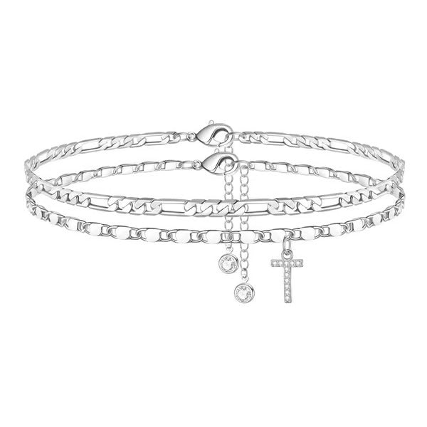 Customizable Layered Anklet | Adjustable & Hypoallergenic | Gold/Silver | 21.5 cm + 5 cm
