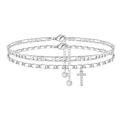 Customizable Layered Anklet | Adjustable & Hypoallergenic | Gold/Silver | 21.5 cm + 5 cm