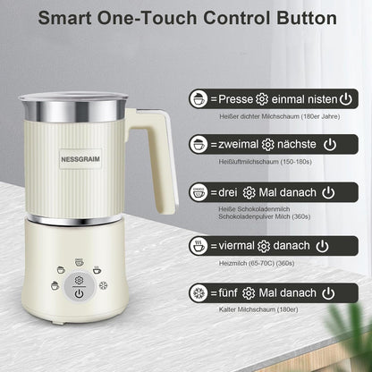 Versatile Electric Milk Frother | 5-in-1 Foam Maker with Dishwasher Safe Parts