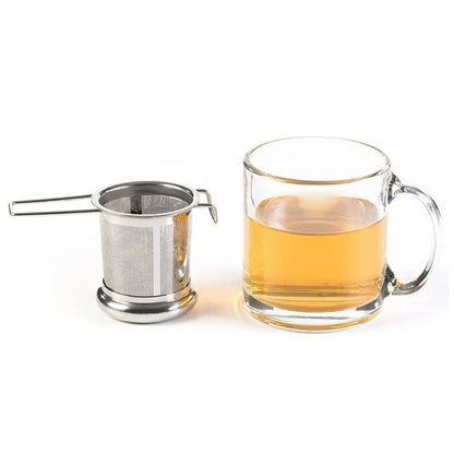 Collapsible Stainless Steel Tea Infuser with Lid and Dual Handles - 9.5x4.8x9.5 cm