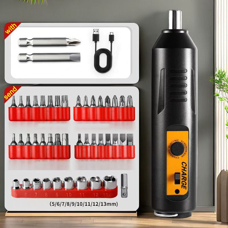 Compact Electric Screwdriver with Versatile Bit Set for Home Use