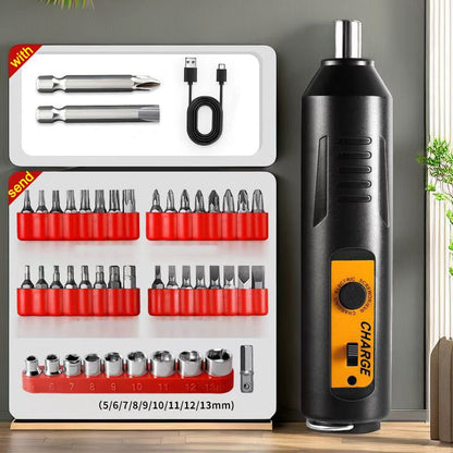 Compact Electric Screwdriver with Versatile Bit Set for Home Use