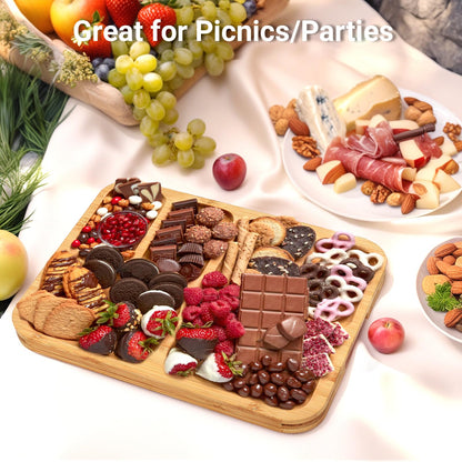 Serving Tray Made of Bamboo with 6 Divided Sections