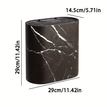 Compact Kitchen Bin with Marble Pattern Lid for Bathroom Waste