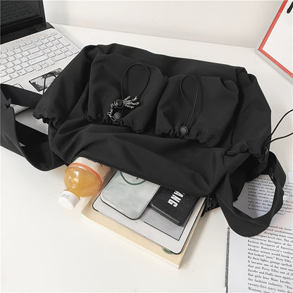 Nylon Messenger Bag for Daily Use – Black Shoulder Bag with Zipper
