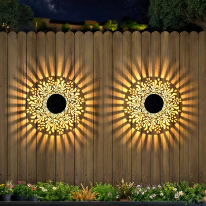 Solar Wall Lights Set of 2 | Iron Peony Design | 28 cm Height