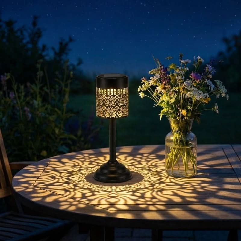 Metal Solar Table Lamp for Cozy Evening Lighting