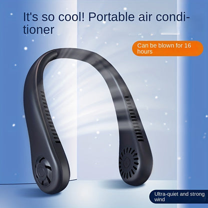 Rechargeable Neck Fan - Hands-Free, Leafless, USB Powered - Ideal for Travel and Office
