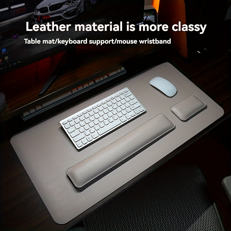 Three-Piece Desk Set in PU Leather with Wrist and Pad Supports
