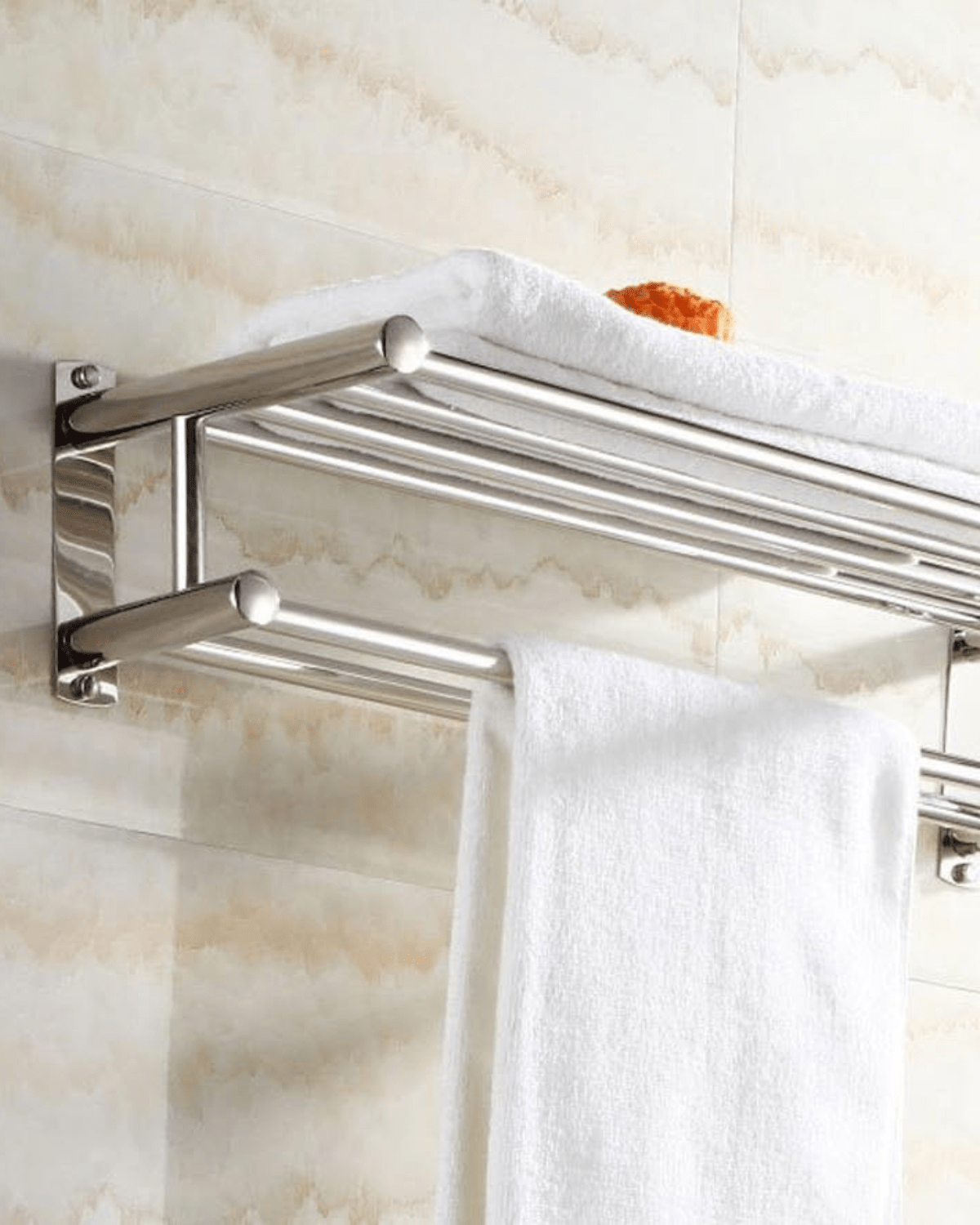 Chrome Steel Wall-Mounted Towel Rack – Elegant Design