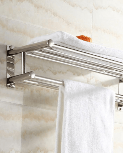 Chrome Steel Wall-Mounted Towel Rack – Elegant Design