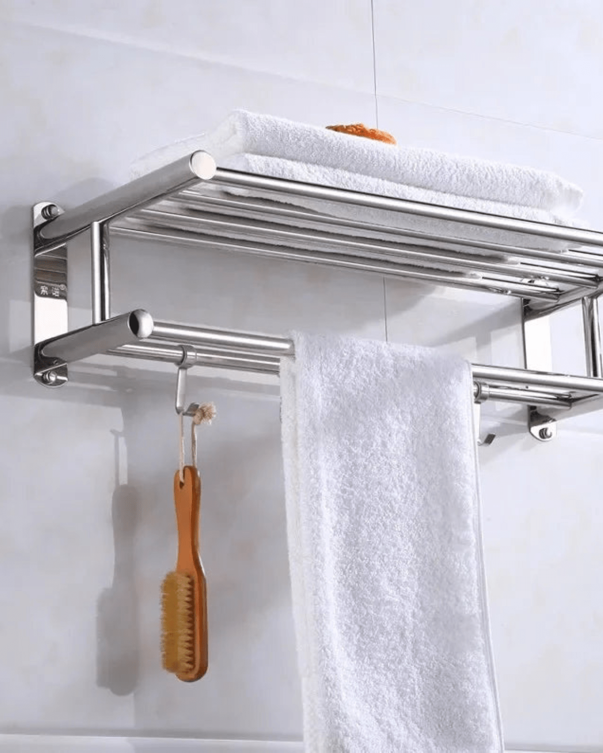 Chrome Steel Wall-Mounted Towel Rack – Elegant Design