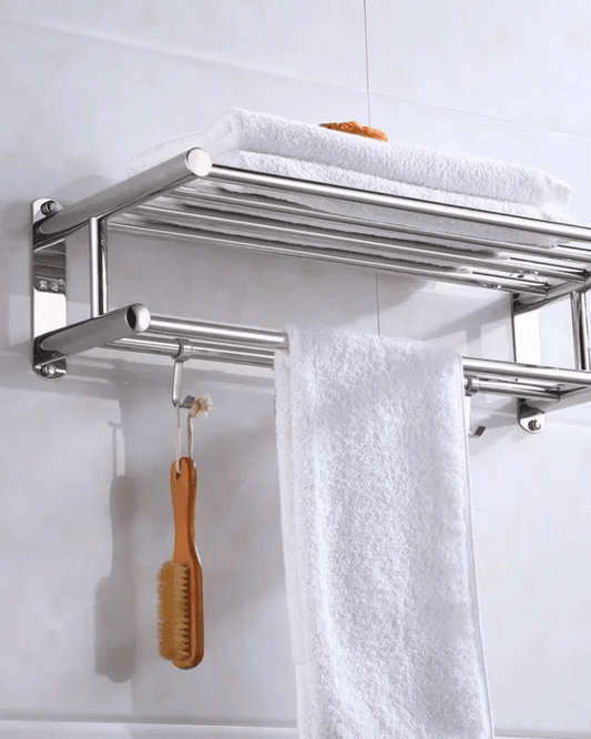 Chrome Steel Wall-Mounted Towel Rack – Elegant Design