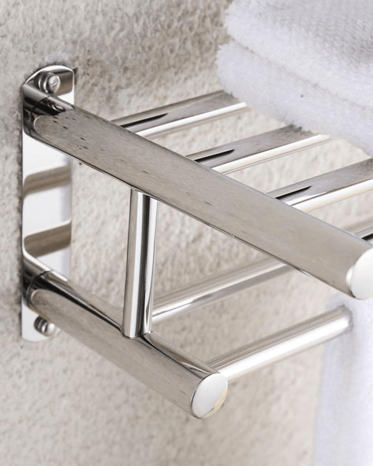 Chrome Steel Wall-Mounted Towel Rack – Elegant Design