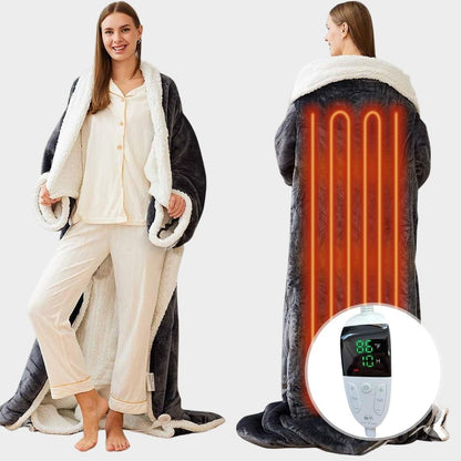 Cozy Wearable Electric Blanket with Sleeves and Foot Pouch