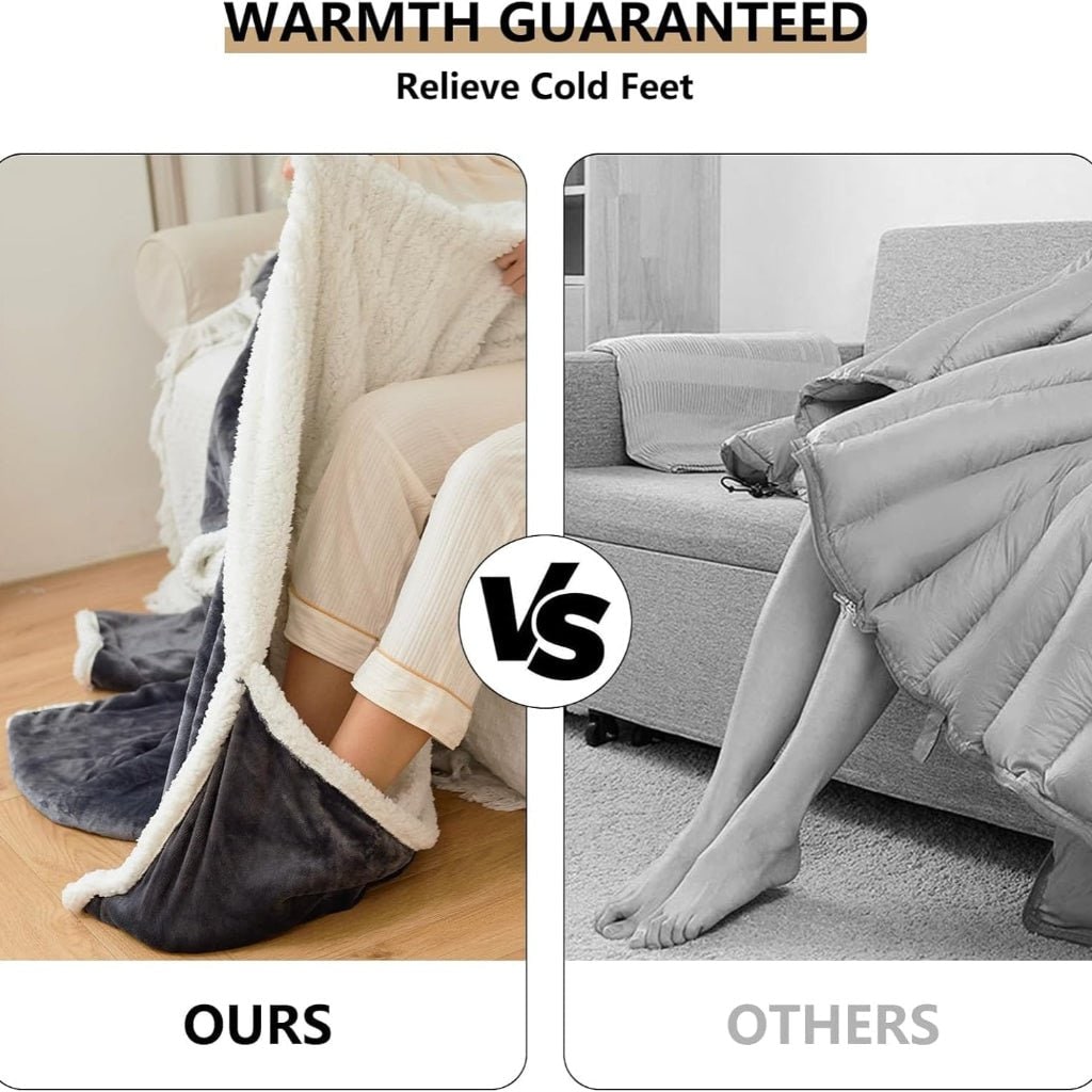 Cozy Wearable Electric Blanket with Sleeves and Foot Pouch