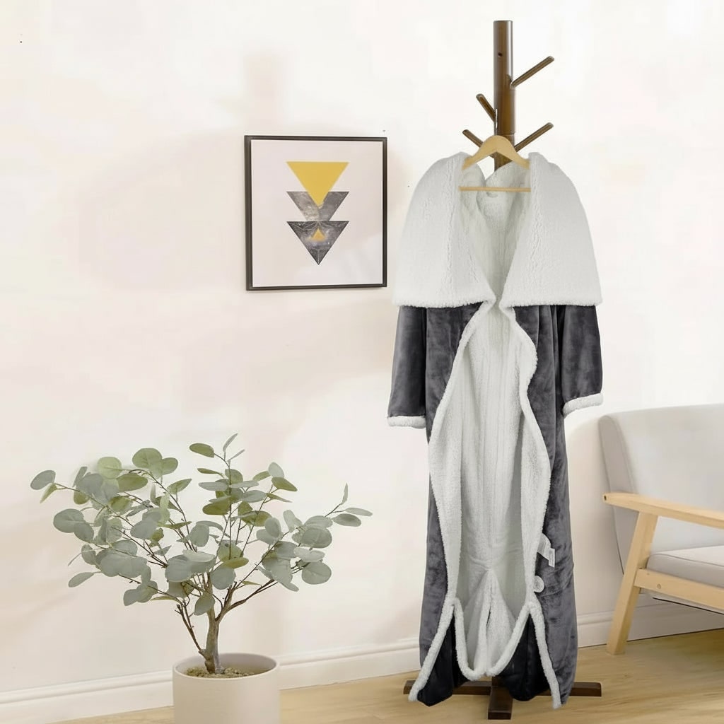 Cozy Wearable Electric Blanket with Sleeves and Foot Pouch