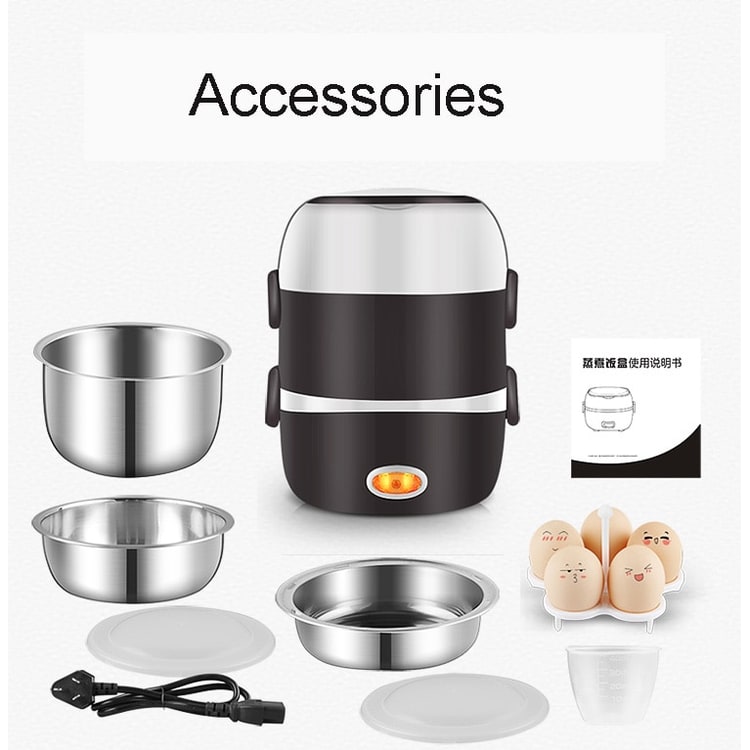 Heated Food Carrier with Stainless Steel Containers for On-the-Go Meals