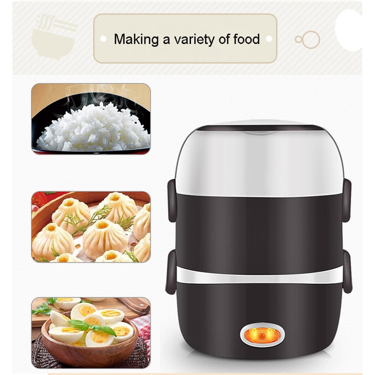 Heated Food Carrier with Stainless Steel Containers for On-the-Go Meals