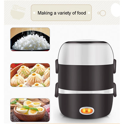 Heated Food Carrier with Stainless Steel Containers for On-the-Go Meals