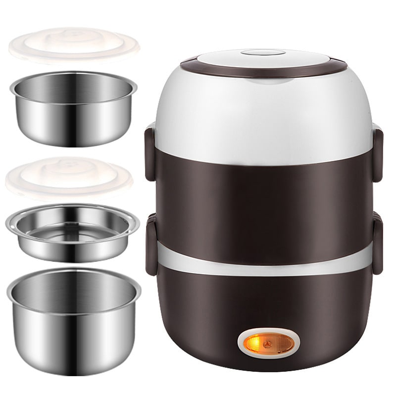 Heated Food Carrier with Stainless Steel Containers for On-the-Go Meals