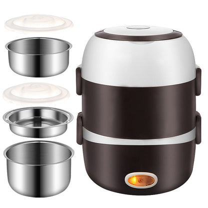 Heated Food Carrier with Stainless Steel Containers for On-the-Go Meals