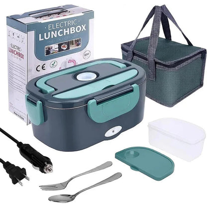 Portable Heated Meal Container with Stainless Steel Insert and Insulated Bag