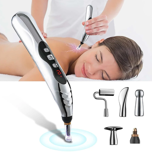 Microcurrent Massage Pen with 5 Attachments, 9 Intensity Settings & USB-C