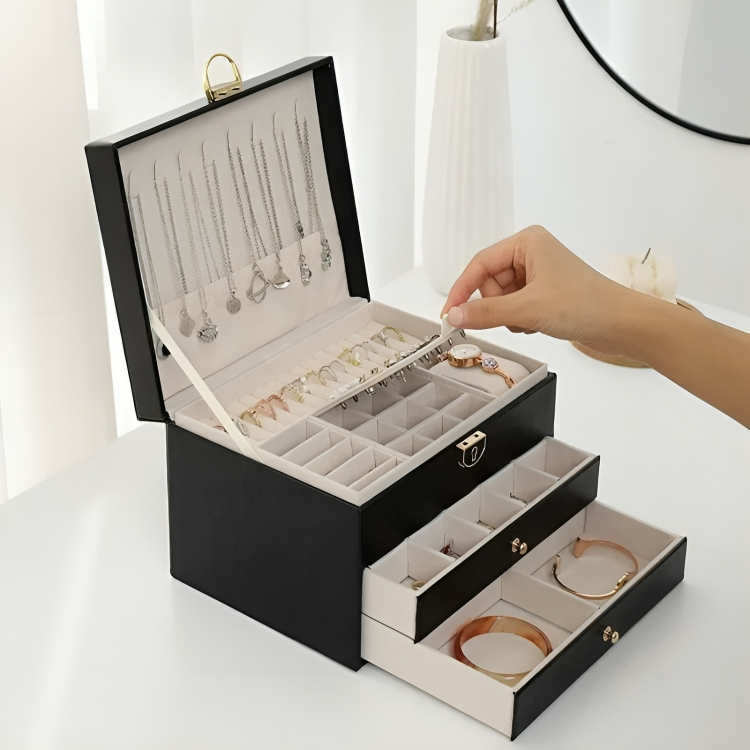 Tiered Storage Jewelry Organizer Box – Compact Design