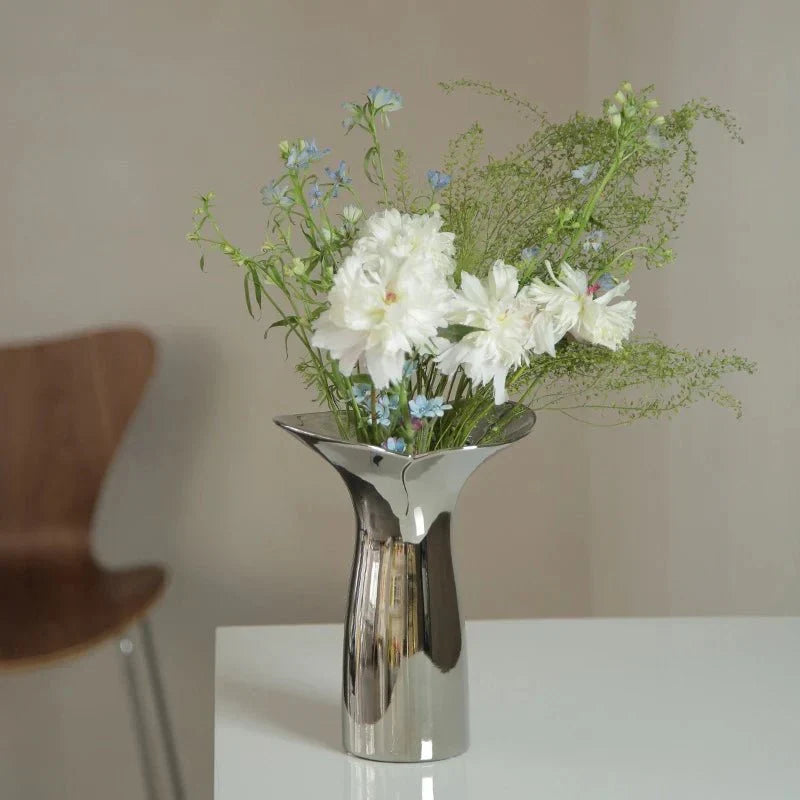 Contemporary Geometric Ceramic Vase for Floral Arrangements