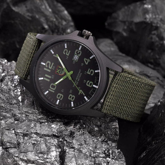 Men's Tactical Waterproof Watch with Shock Resistance and LED Light