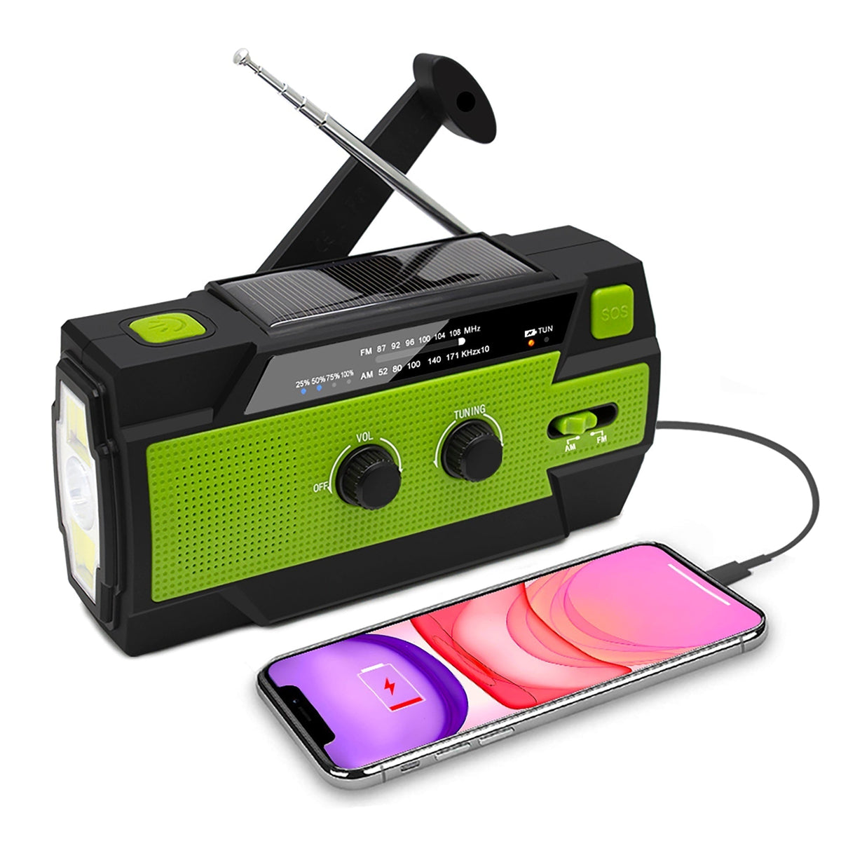 Survival Radio Beacon with Hand Crank and Solar Charger