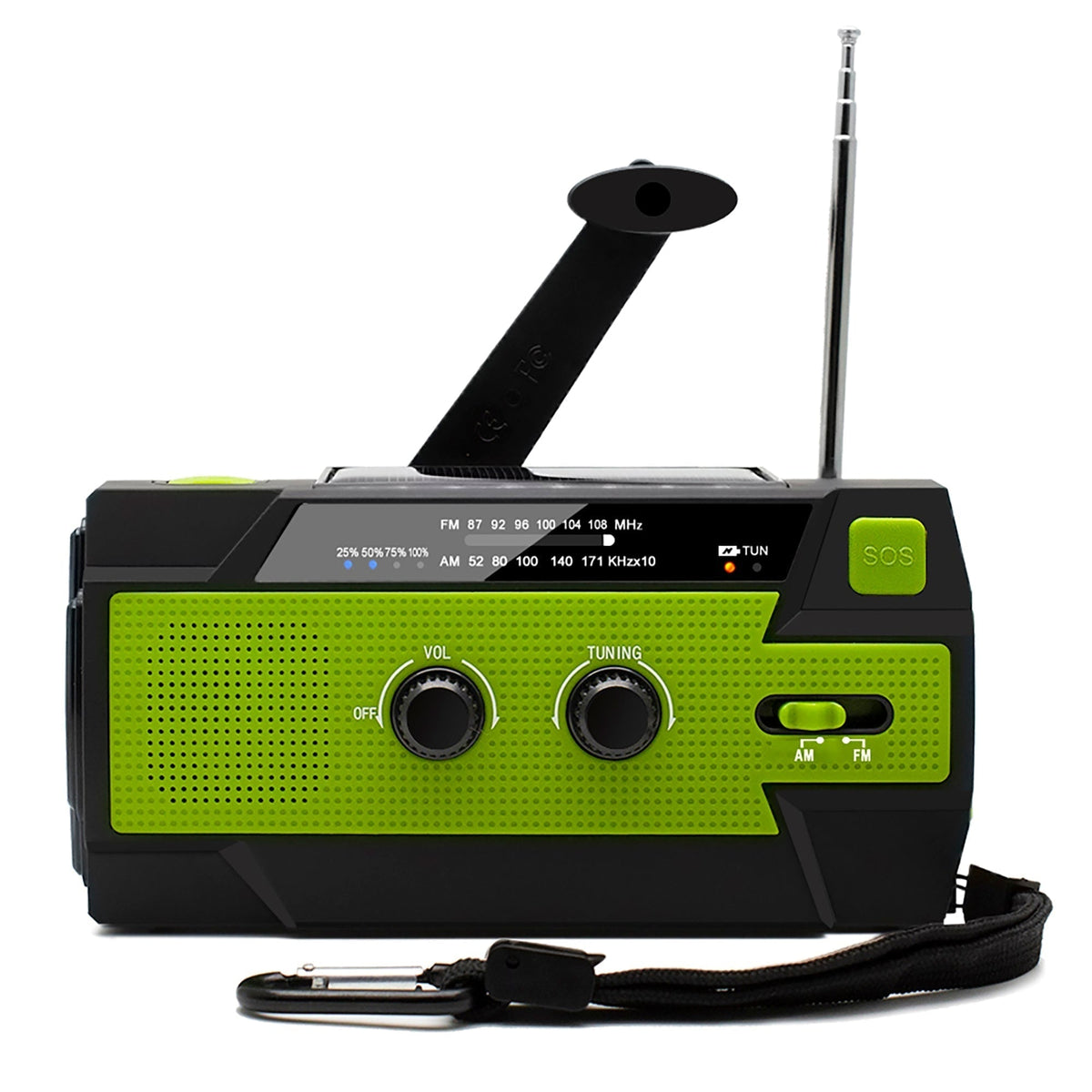 Survival Radio Beacon with Hand Crank and Solar Charger