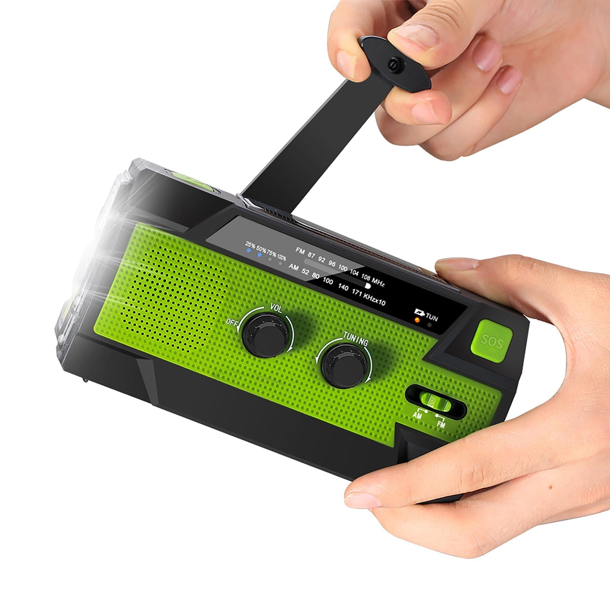 Survival Radio Beacon with Hand Crank and Solar Charger
