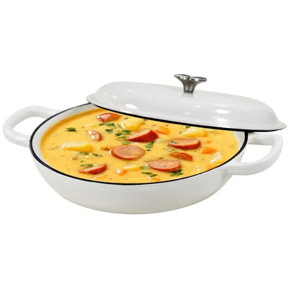Elegant Enameled Cast Iron Braiser with Lid – Versatile Cooking Essential