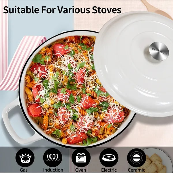 Elegant Enameled Cast Iron Braiser with Lid – Versatile Cooking Essential