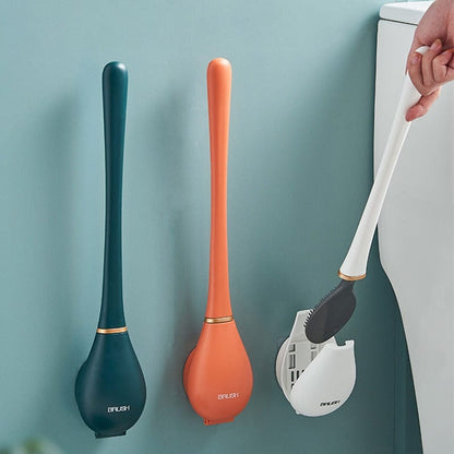 Silicone Toilet Brush with Wall Mount – Quick-Drying Hygienic Tool