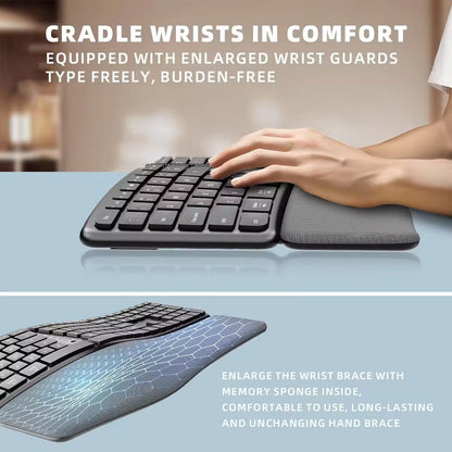 Wireless Ergonomic Keyboard for Comfortable Typing