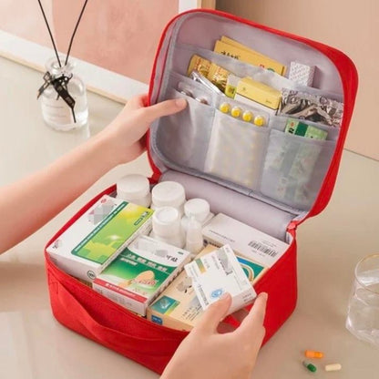 Travel Medical Storage Bag with Multiple Sections - Compact Nylon, 3 Sizes